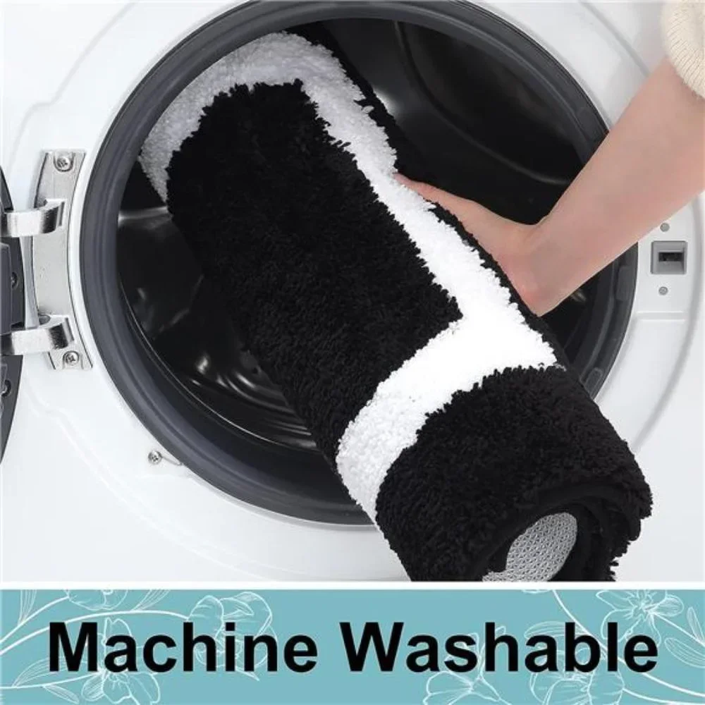 Bathroom Rugs Set 2 Pieces Soft Microfiber Bath Mat and U-Shaped Toilet Rug